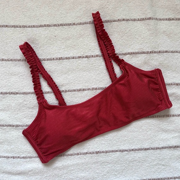 👙Rust Orange Ribbed Matching Bikini Swim Set - Picture 2 of 9